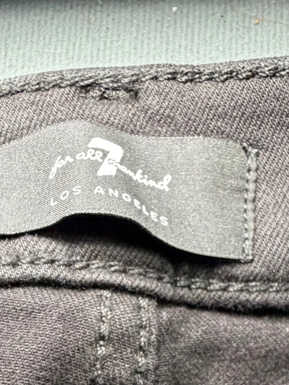 7 For All Mankind Black coated wax flare boot cut Jeans 25 inch waist size 0-2 - Picture 3 of 11